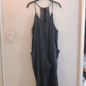 Navy and white stripped jumpsuit